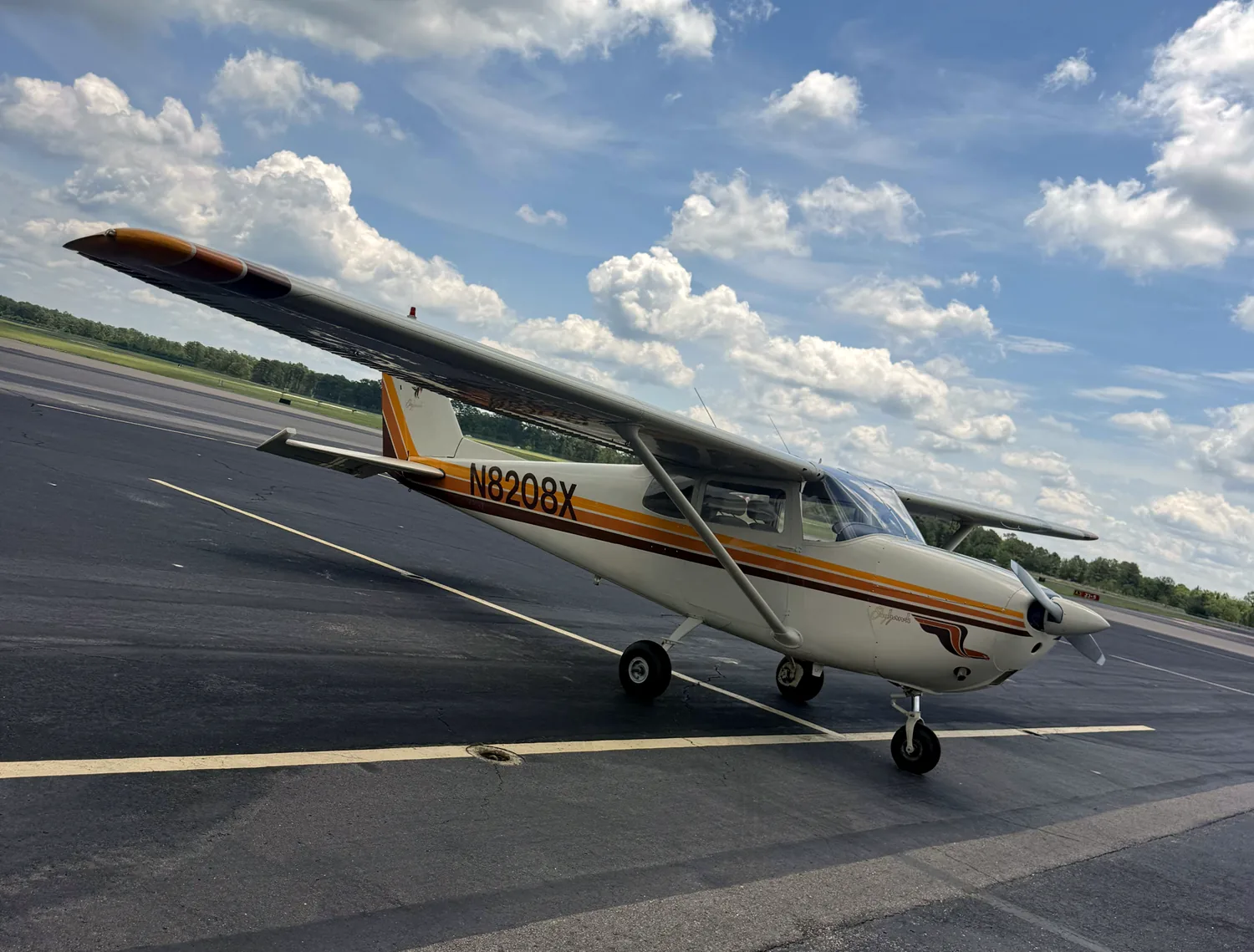 N8208X, the 1961 Cessna 172B used for training, parked on the ramp.