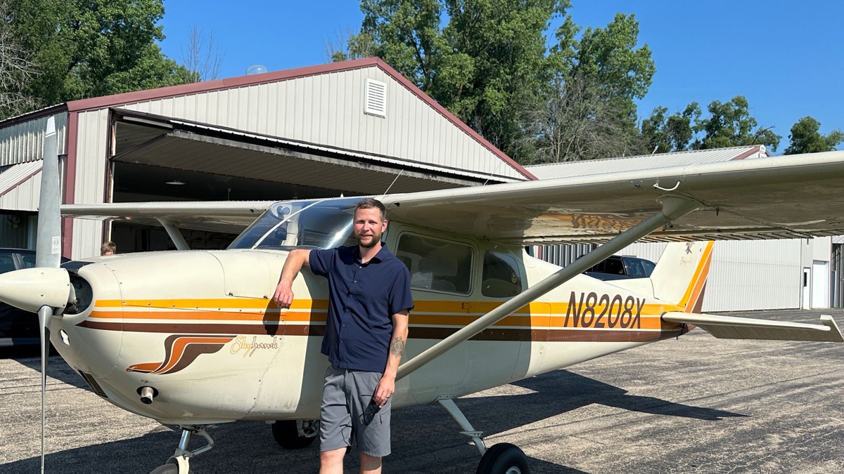 Dan with N8208X at Brennand Airport