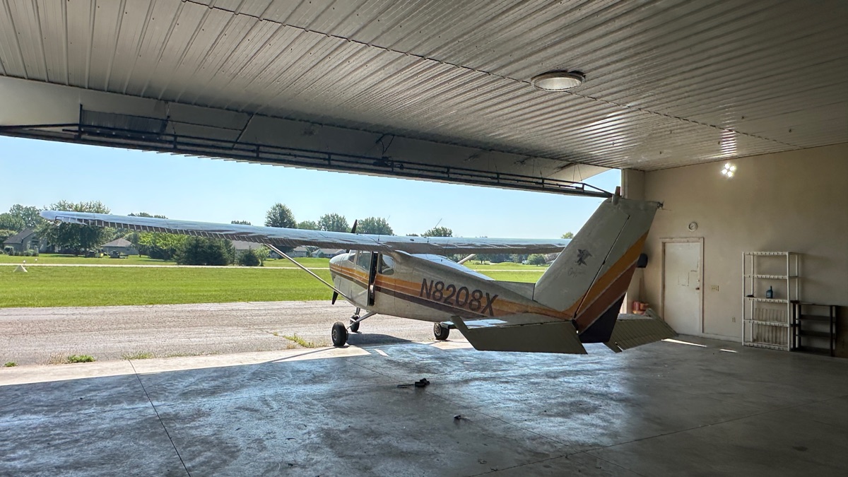 N8208X in the hangar at Brennand Airport (79C)